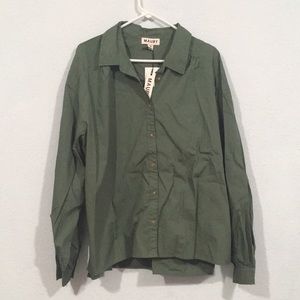 Mauby Women's Green Button Down Collared Shirt